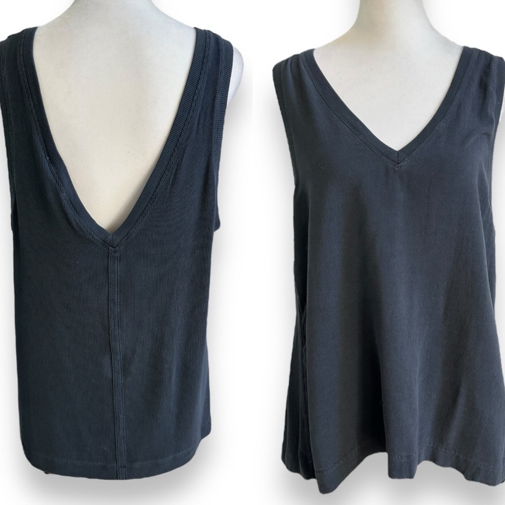 New Splendid Zinnia Viscose Double V-Neck Tank in Lead | Size Large - Picture 5 of 16